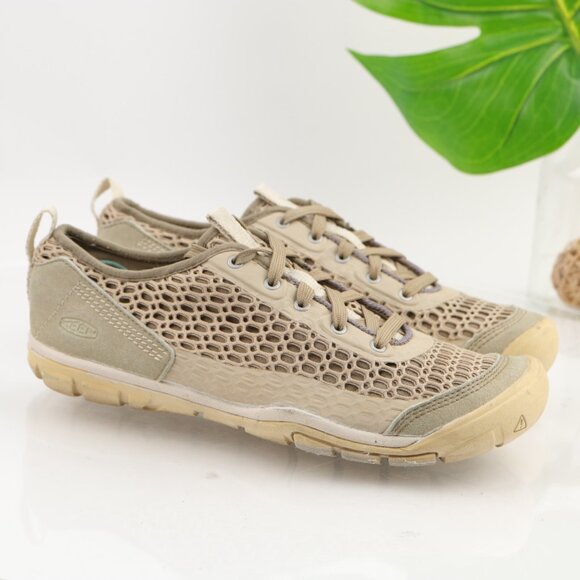 Keen Womens Mercer Lace CNX Shoes Size 9 Tan Mesh Sneakers Lace Up Toe Bumper - Picture 1 of 12